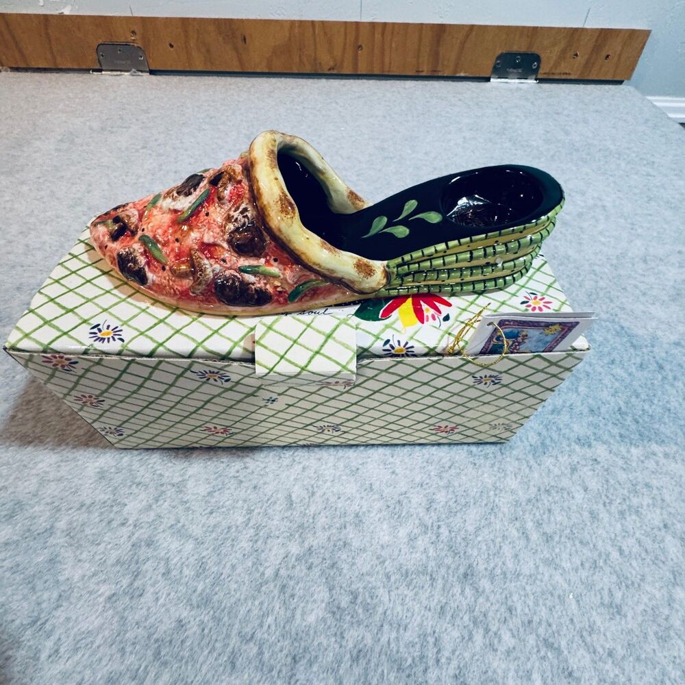 Unique Pizza Wedge Candle Holder Shoe Artware Quirky Kitsch Grandma Happy Toes